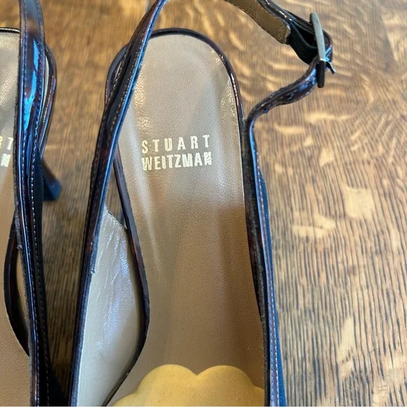 Vintage Designer Black and Brown Low Heeled Slingbacks - Picture 3 of 6